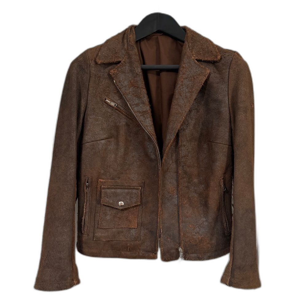 Salvatore Santoro Italian Distressed Suede Leather Jacket Brown Sz 8 Made Italy